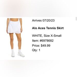 Alo XS white tennis skirt